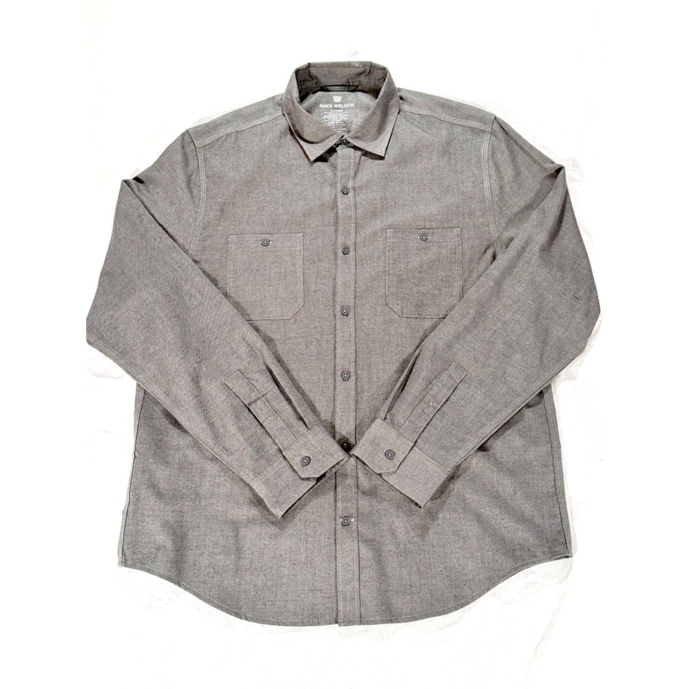 Mack Weldon Men's XL Gray Long Sleeve Button Down Shirt Dual Pockets Daily Wear
